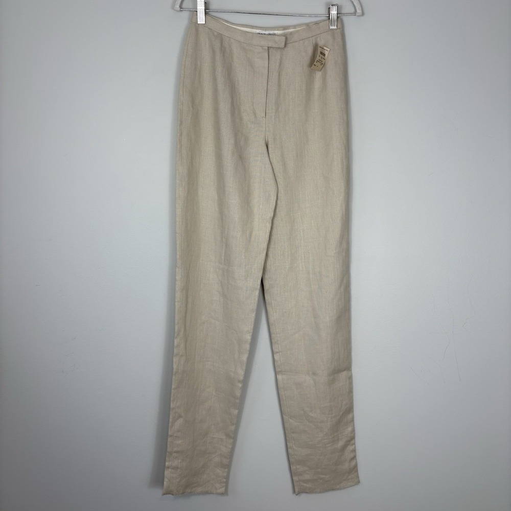 NWT Vtg Giorgio Armani Le Collezioni 100% Linen Flax Pants Trousers Beige Sz 4